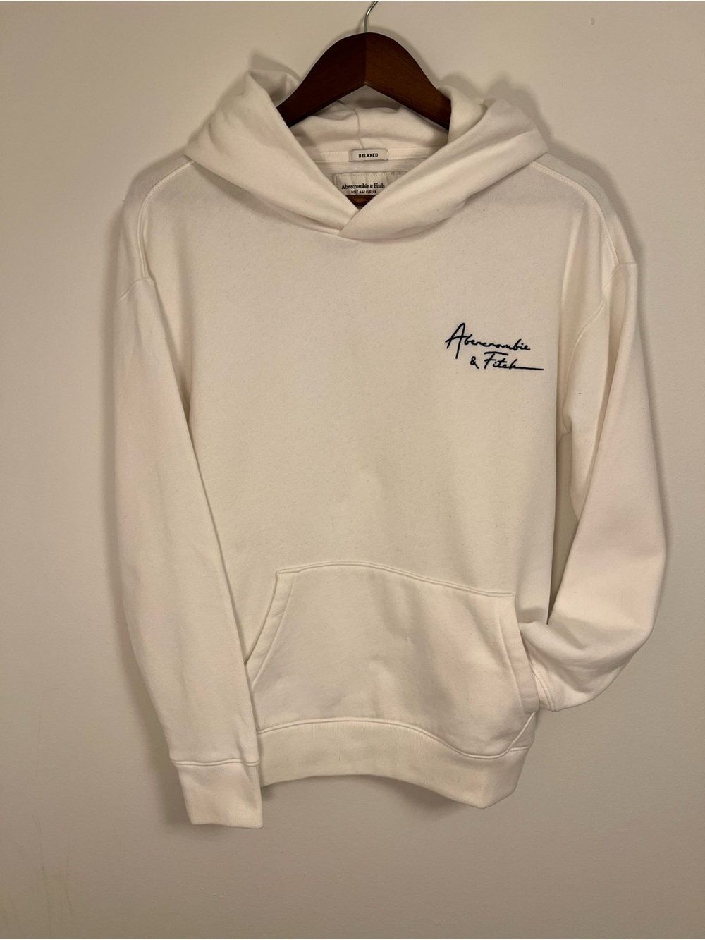 Abercrombie & Fitch White Men's Hoodie - Script Logo